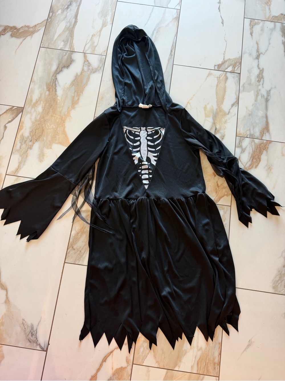 Women's Black Hooded Skeleton Costume Dress